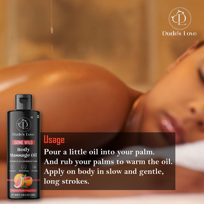 Organic Grapefruit Full Edible Body Massage Oil – Refreshing, Calming | No Stain & Non-Sticky | Fractionated Coconut Oil, Grapefruit & Lime Oil – 4.05 Fl Oz