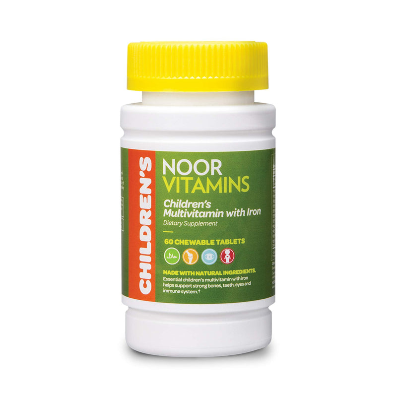 Noor Vitamins Halal Kids Multivitamin Chewable - Immune, Bone & Eye Health | Iron, Non-GMO, Gluten Free - 60 Count