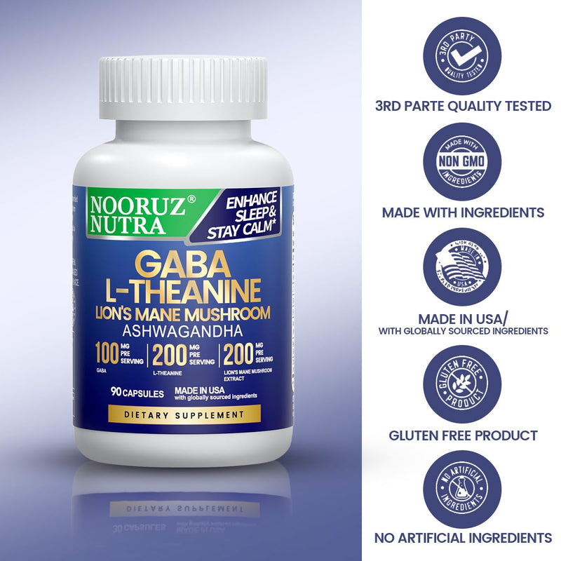 NOORUZ Lions Mane Mushroom Supplement - 90 Caps | Energy, Focus & Immunity
