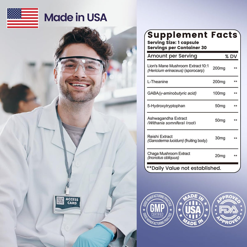 NOORUZ Lions Mane Mushroom Supplement - 90 Caps | Energy, Focus & Immunity