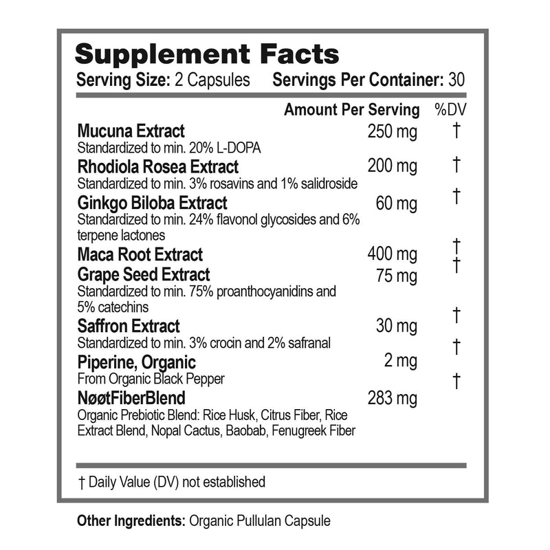 NØØT Happy Mood – Natural Mood Support (Saffron, Rhodiola & Maca) – Vegan, Non-GMO, 60 Capsules
