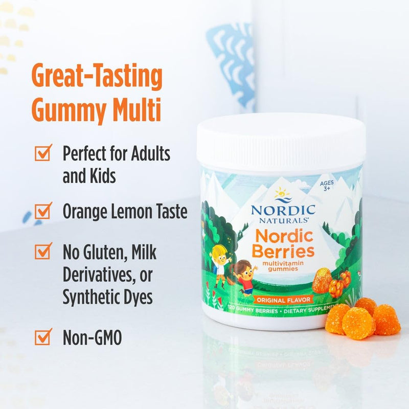 Nordic Naturals Nordic Berries Citrus - 120 Gummies | Multivitamin for Kids 2+ | Non-GMO, Vegetarian | 30 Servings