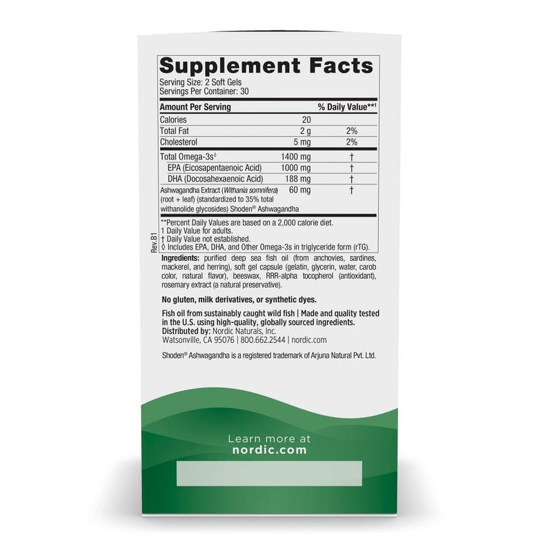 Nordic Naturals Mood Support Omega Blend - Unflavored - 60 Soft Gels (30 Servings) | 1400 mg Omega-3 with EPA & DHA | Non-GMO
