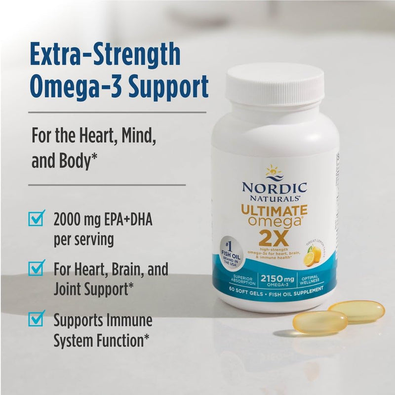 Nordic Naturals Ultimate Omega 2X Lemon - 120 Soft Gels, 2150 mg Omega-3