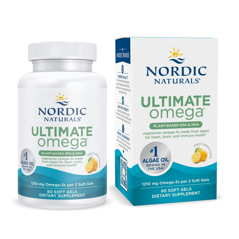 Nordic Naturals Plant-Based Ultimate Omega - Algae EPA & DHA, Lemon, 60 Veggie Soft Gels