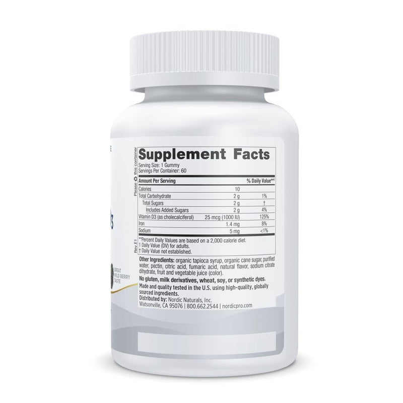 Nordic Naturals Pro Vitamin D3 Gummies - Wild Berry, 1000 IU (60 Gummies)