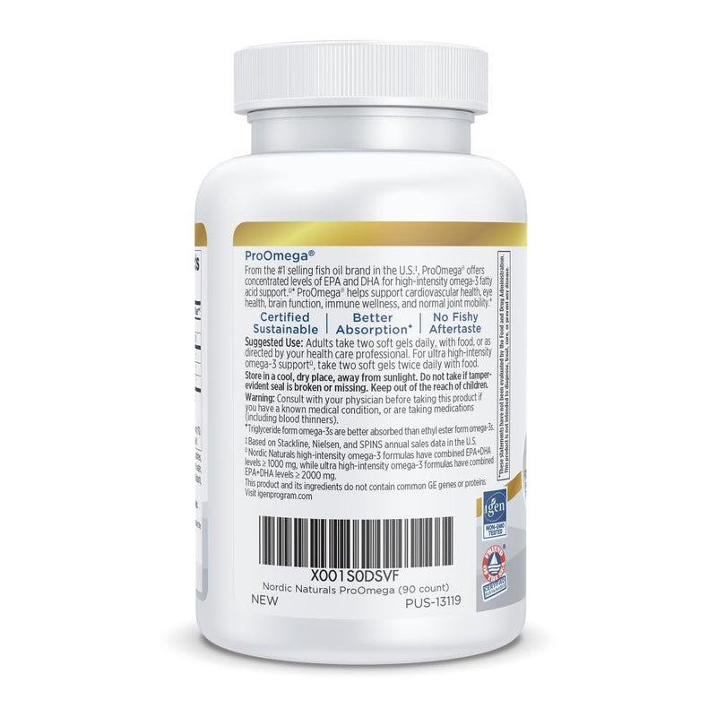 Nordic Naturals ProOmega Lemon Flavor - 90 Soft Gels | 1280 mg Omega-3 (EPA & DHA) | Supports Brain, Heart, Immune Health | Non-GMO