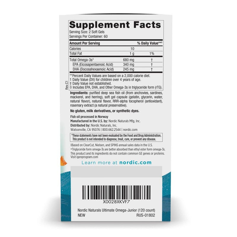 Nordic Naturals Ultimate Omega Jr. Strawberry - 120 Mini Soft Gels | 680 Total Omega-3s (EPA & DHA) | Brain Health & Learning