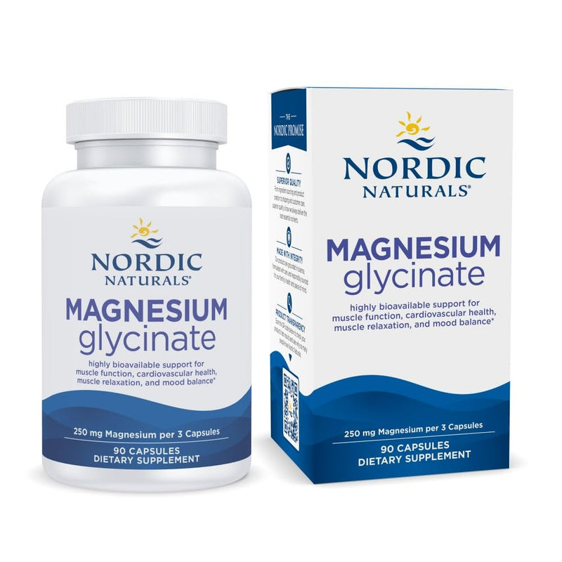 Nordic Naturals Vegetarian Magnesium Glycinate Capsules – 90 Count, 250 mg per Serving | Non-GMO, Unflavored