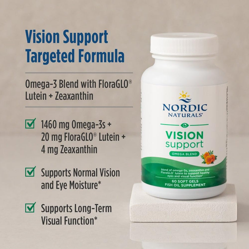Nordic Naturals Vision Support Lemon - 60 Soft Gels with Zeaxanthin & FloraGLO Lutein for Healthy Eyes