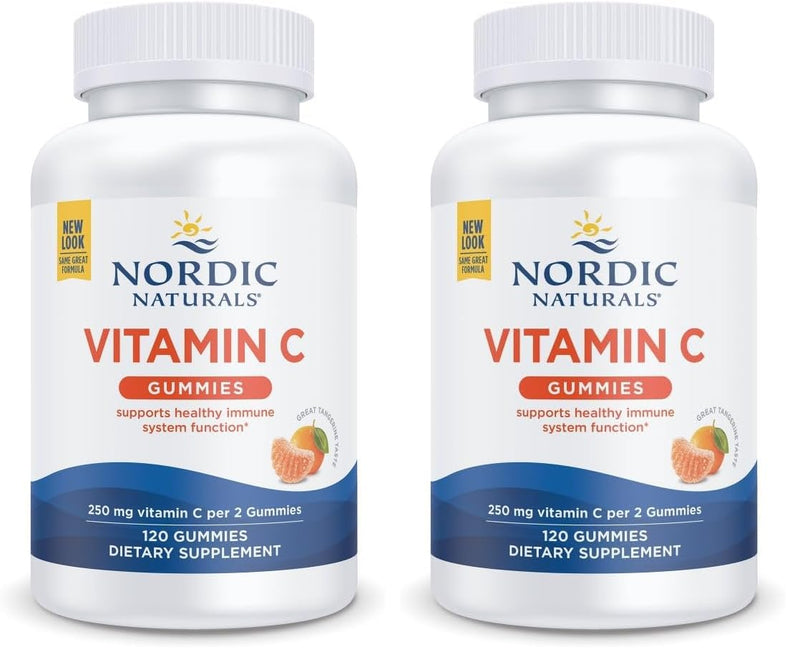 Nordic Naturals Vitamin C Gummies Tart Tangerine – 120 Gummies, 60 Servings per Pack, Vegan & Non-GMO
