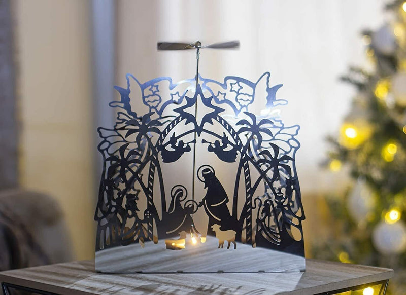 Christmas Nativity Metal Tealight Candle Holder