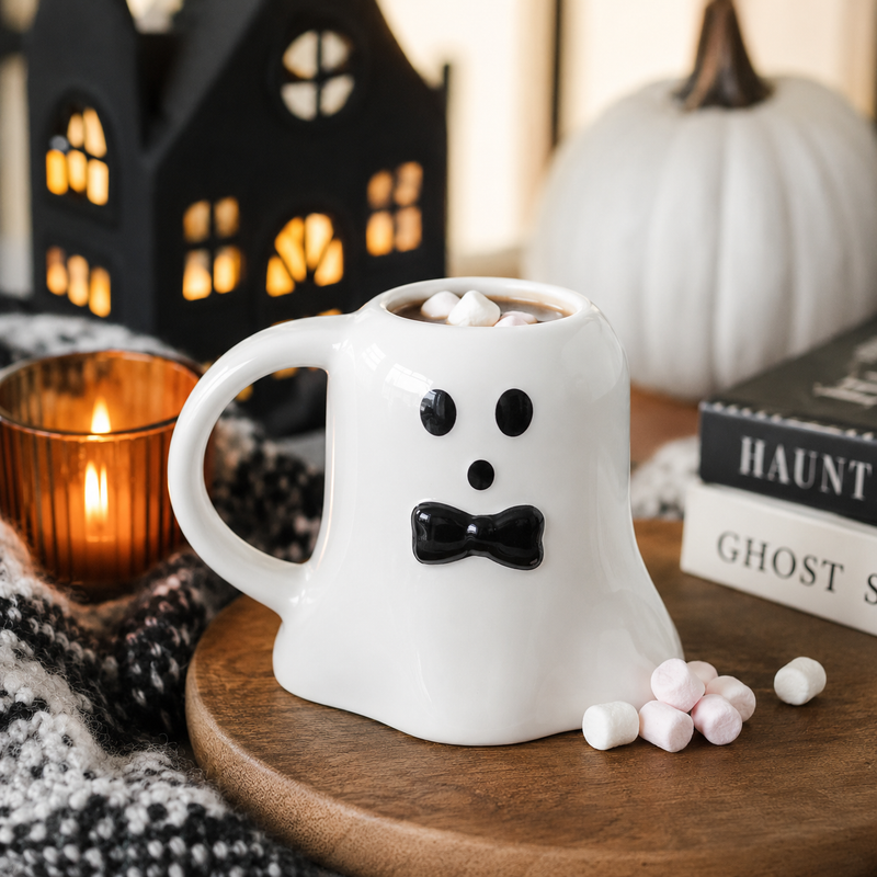 Halloween Ghost Mug With Bow Tie