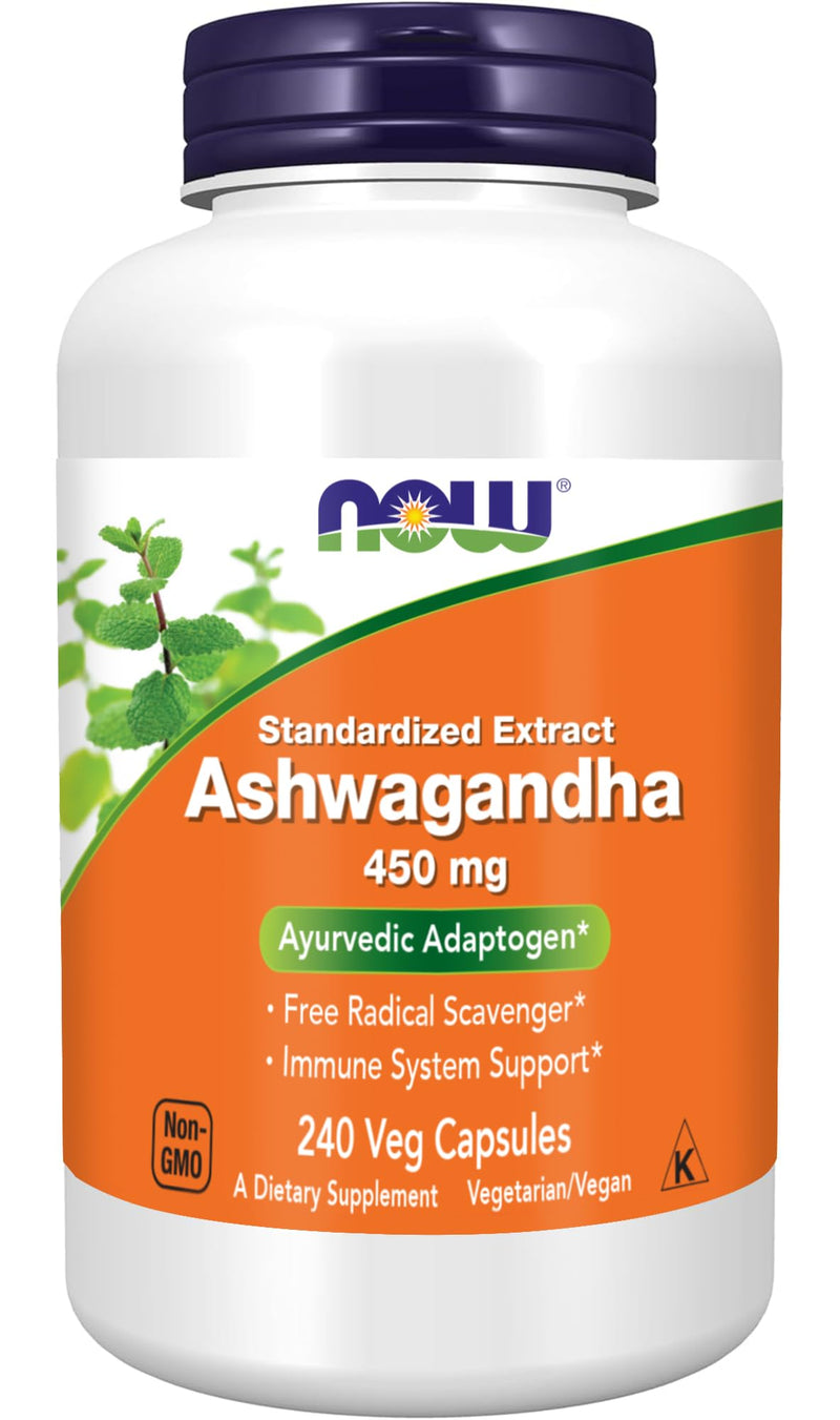 NOW Foods Ashwagandha Extract 450 mg | Vegan, Kosher, Non-GMO | 240 Veg Capsules