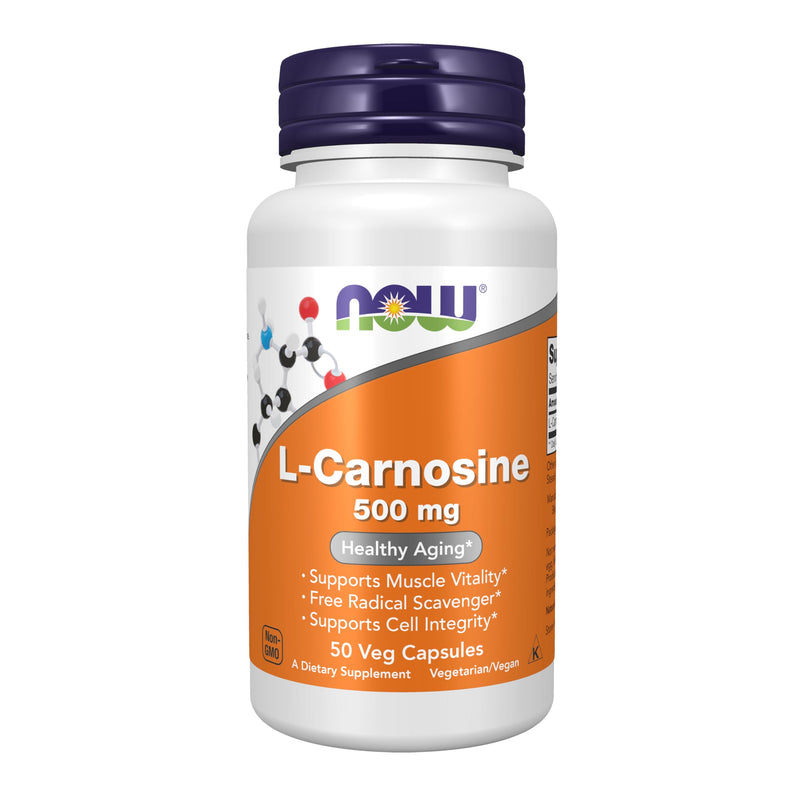 NOW Foods L-Carnosine 500 mg – 50 Veg Capsules | Healthy Aging
