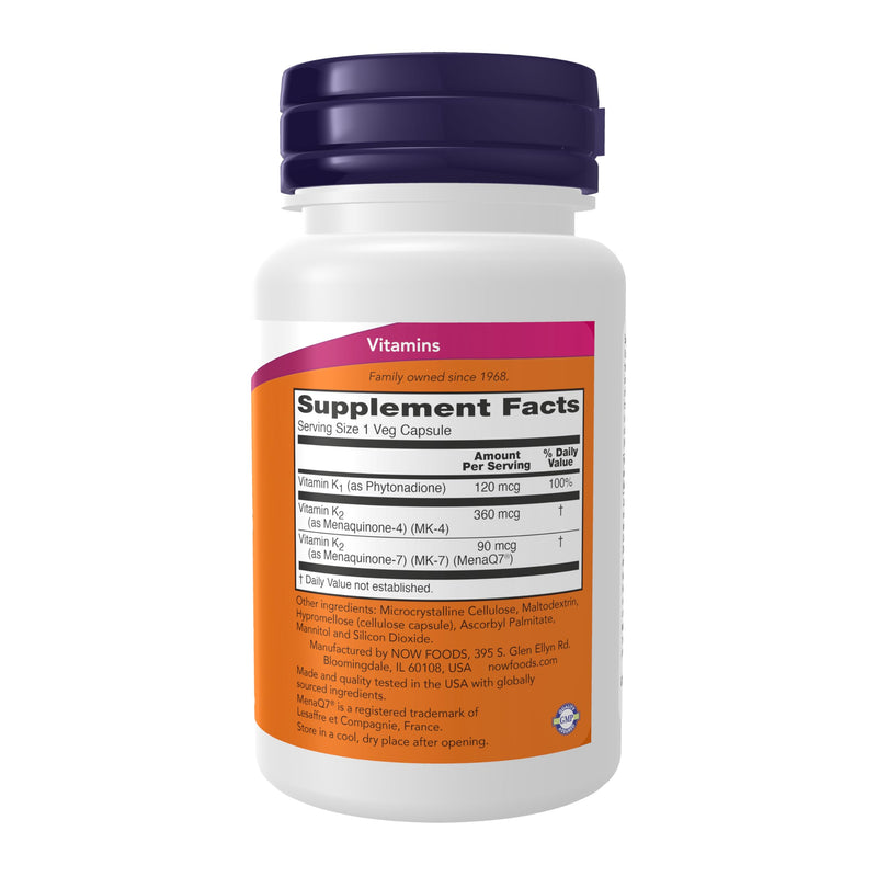NOW Foods MK-7 Plus with K1 & MK-4 — Bone Health, 90 Veg Caps