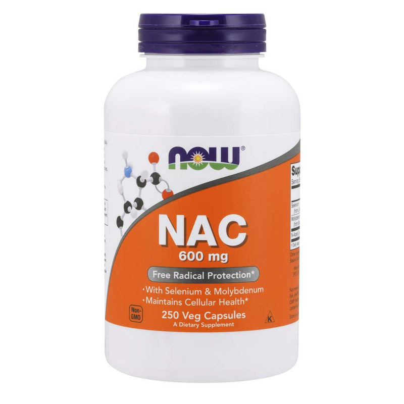 Now Foods NAC 600mg N-Acetyl Cysteine - 250 Vcaps (500/250x2)