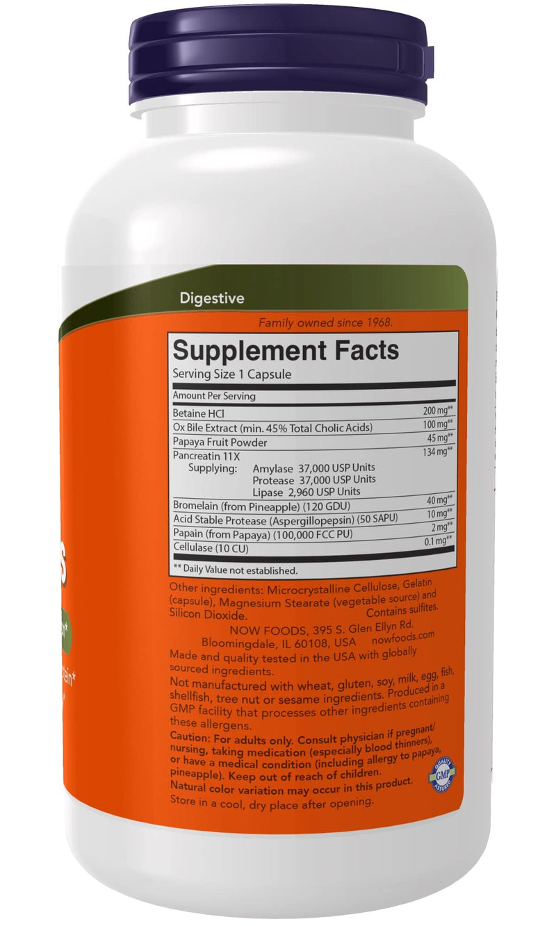 NOW Foods Super Enzymes – Bromelain, Ox Bile, Pancreatin & Papain, 270 Capsules