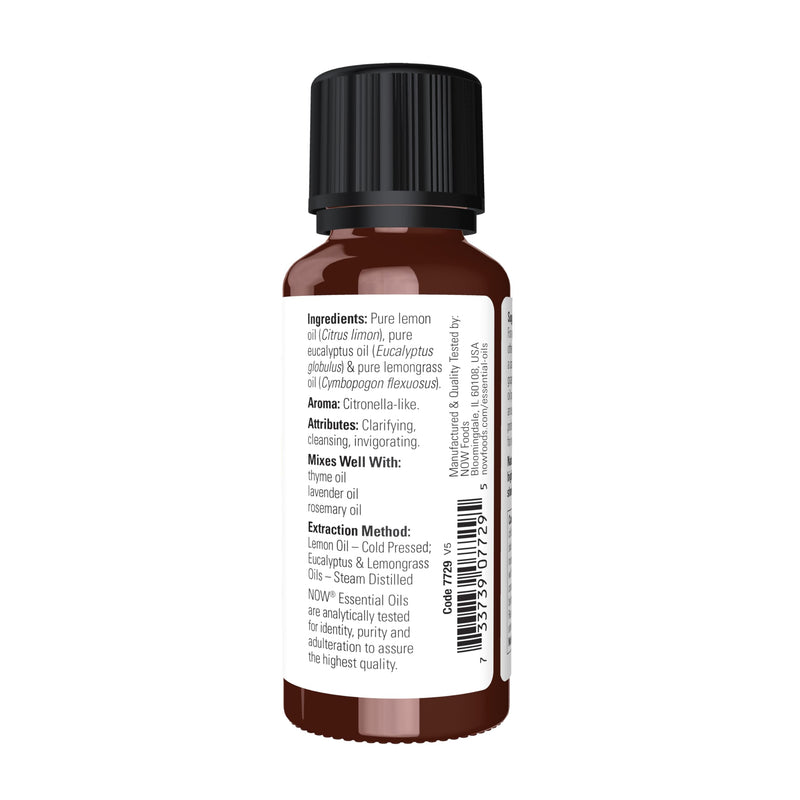 NOW Essential Oils Lemon & Eucalyptus Blend - Pure, Cold-Pressed, Vegan