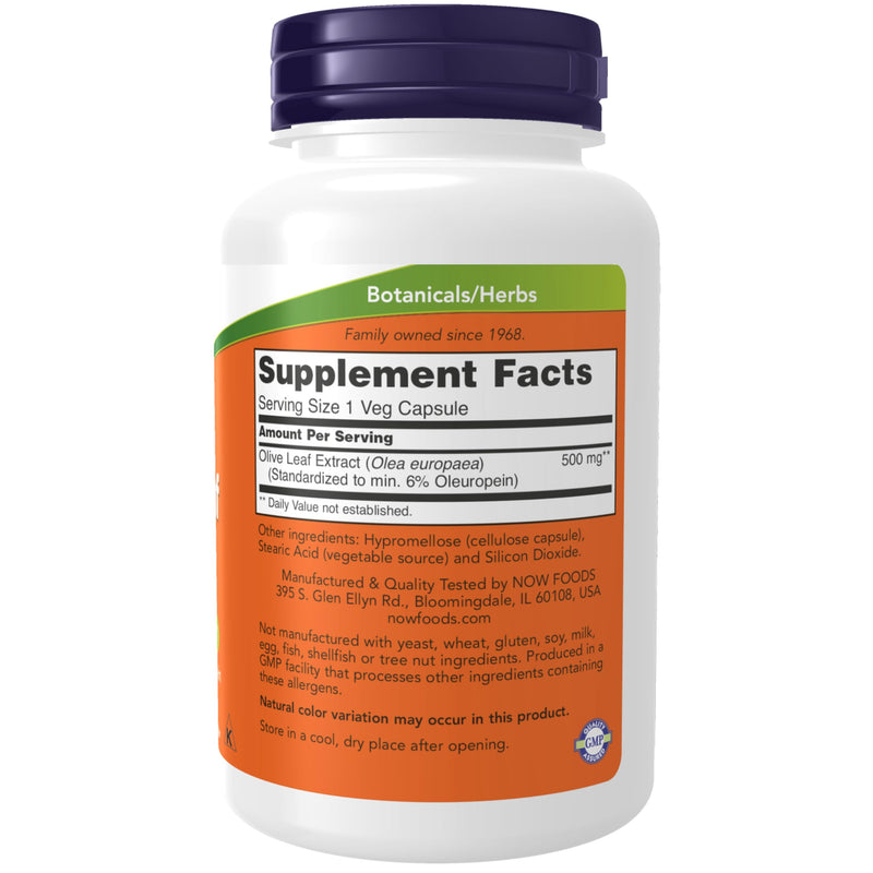 NOW Foods Olive Leaf Extract 500 mg – Free Radical Scavenger*, 120 Veg Capsules