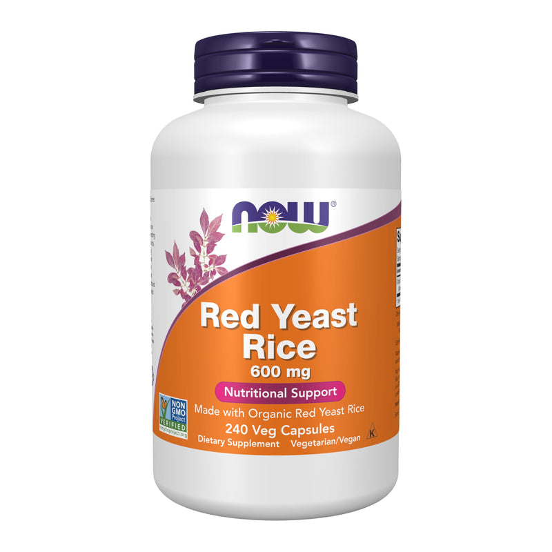 NOW Supplements Red Yeast Rice 600 mg - Organic Red Yeast Rice, 240 Veg Capsules