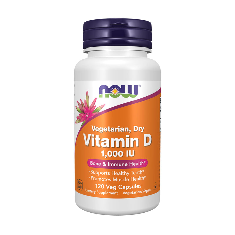 NOW Foods Vitamin D-2 1,000 IU (Dry) Vegetarian – 120 Veg Capsules | Bone & Immune Support