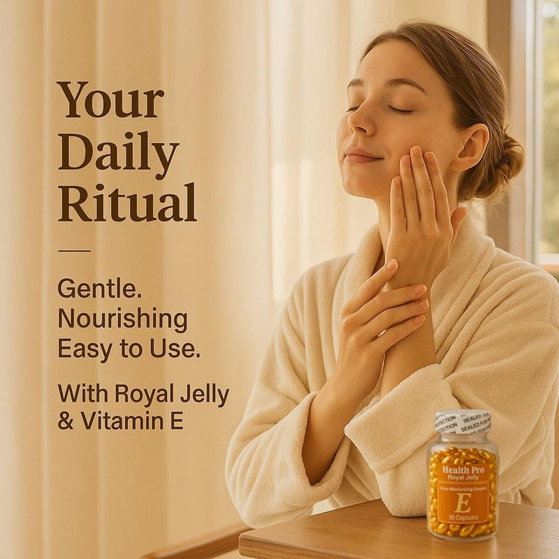 Nu Health Royal Jelly Vitamin E Oil Capsule – Hydrating Skin Serum | 90 Capsules