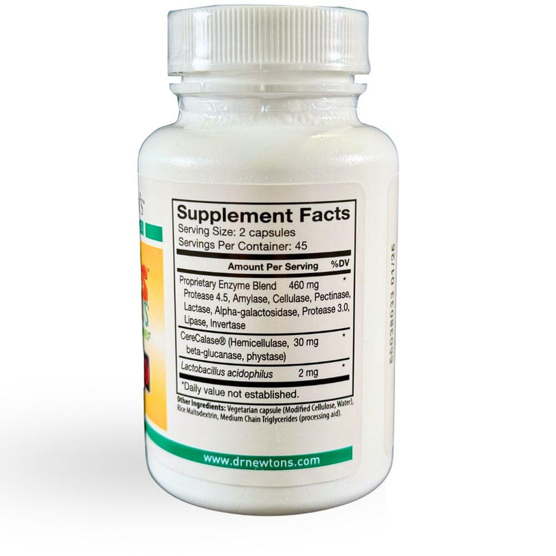 Nu-Zymes Plus Digestive Enzymes - 90 Veg Capsules | SelfCare+ Dr. Newton's Naturals