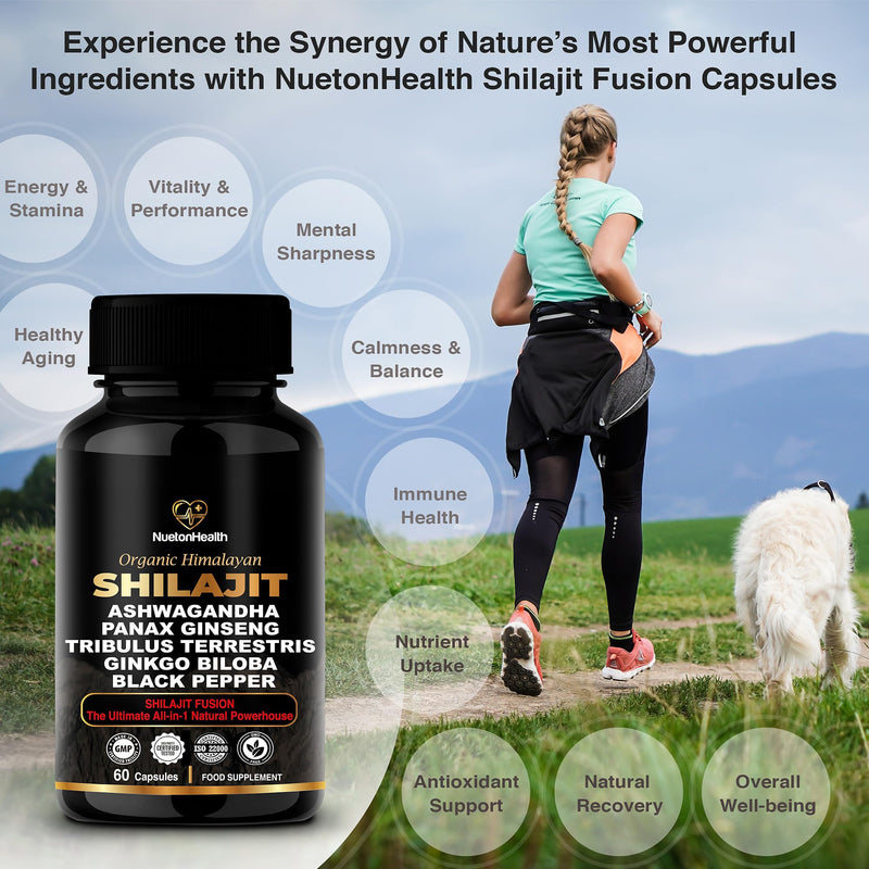 NuetonHealth Shilajit Fusion Capsules – Vegan, Gluten-Free Vitality Blend