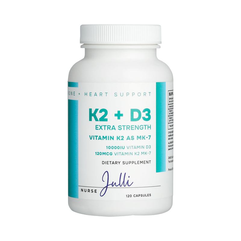 Nurse Julli Vitamin K2 + D3 MK-7 - Extra Strength, 120 Capsules