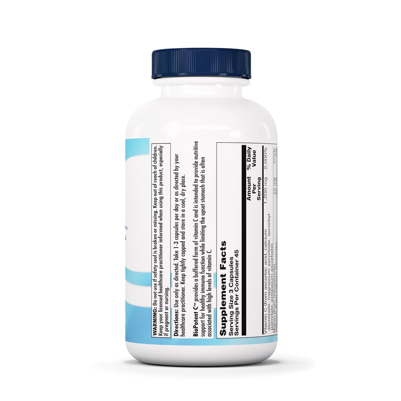 Nutra BioGenesis BioPotent C Vitamin C Capsules – Immune Support, 1200 mg, Vegan, 135 Vegetarian Capsules