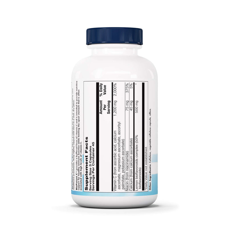 Nutra BioGenesis BioPotent C Vitamin C Capsules – Immune Support, 1200 mg, Vegan, 135 Vegetarian Capsules