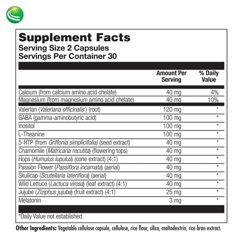 Nutra Biogenesis Sleep Factors - Sleep Aid with Melatonin, Magnesium, Valerian, GABA & L-Theanine (60 Veggie Capsules)