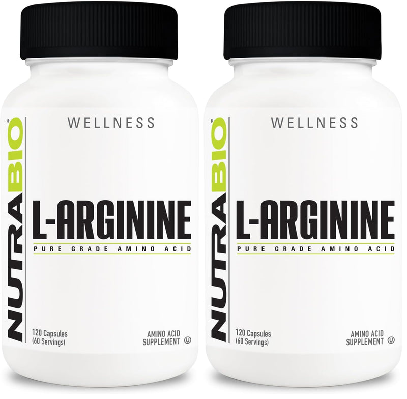 NutraBio L-Arginine 750mg – Nitric Oxide & Muscle Support (240 capsules)
