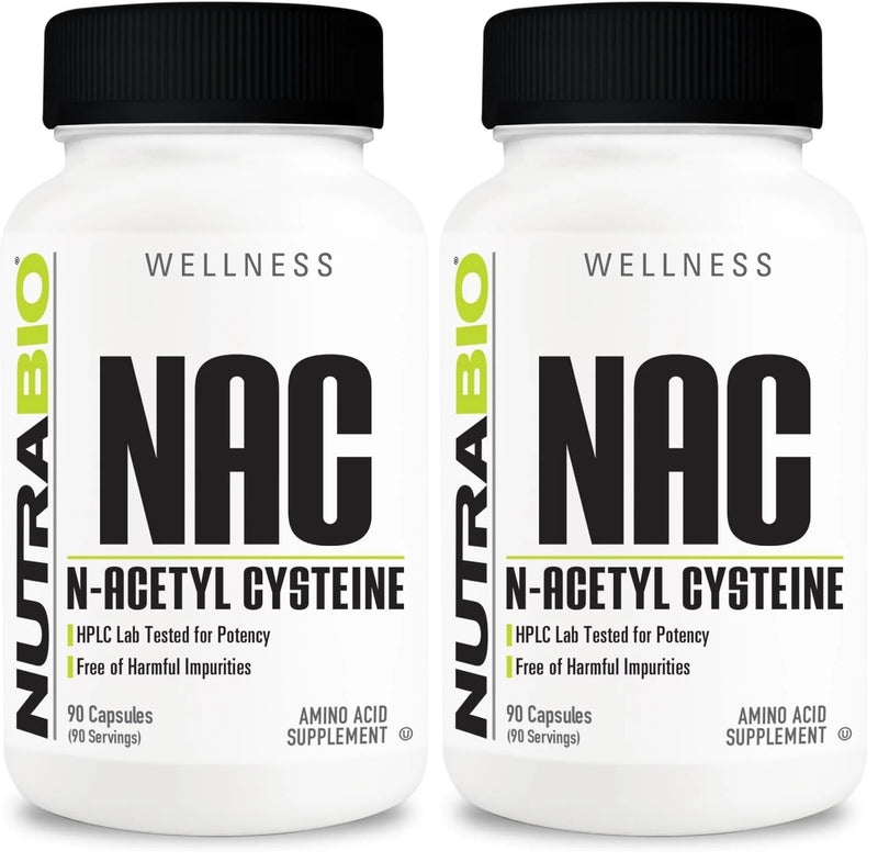 NutraBio NAC 600mg - 90 Capsules (Pack of 2) | Immune Support & Glutathione Boost