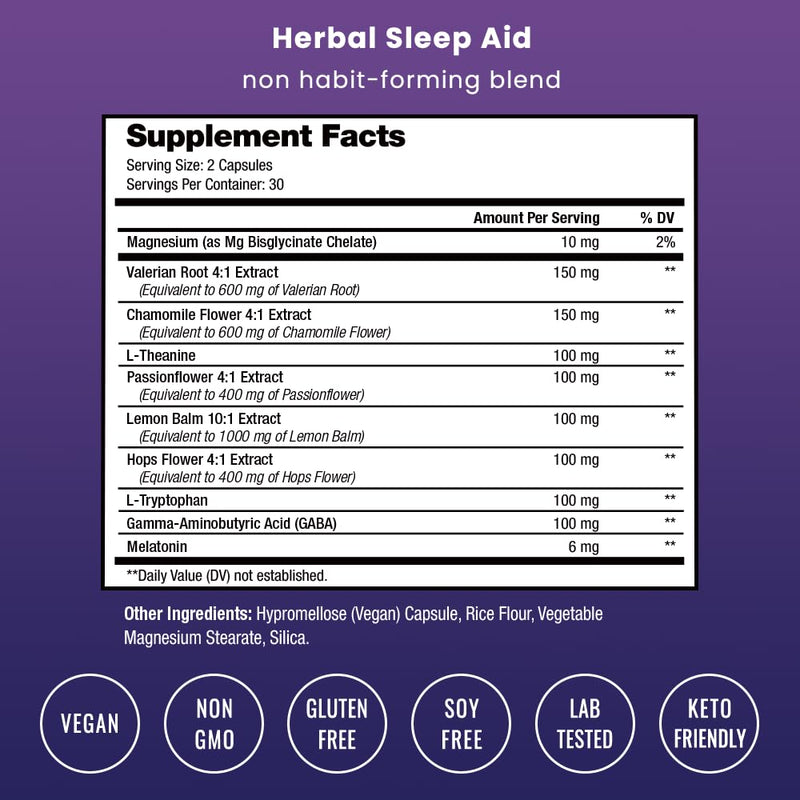 NutraChamps 10-in-1 Natural Sleep Aids for Adults – Melatonin, Lemon Balm, Chamomile, Valerian