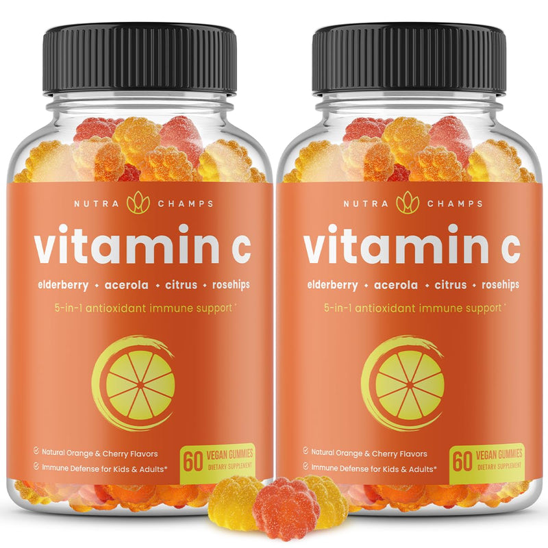 NutraChamps Vitamin C Gummies for Adults & Kids – 5-in-1 Immune Support