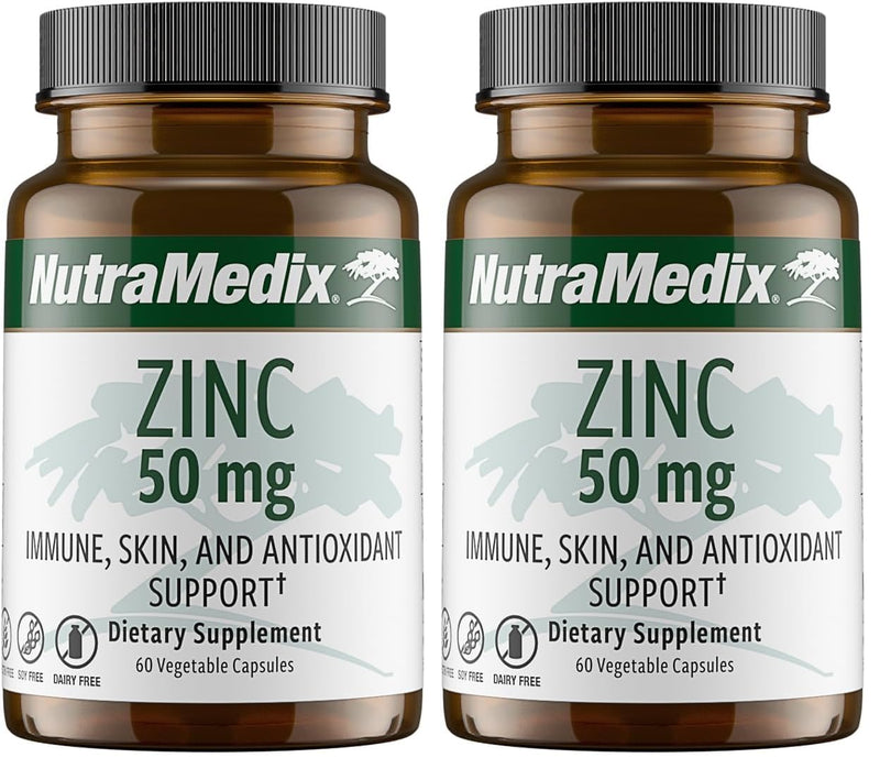 NutraMedix Zinc 50mg – Immune Support, Skin Health & Antioxidant (Pack of 2, 60 Capsules)