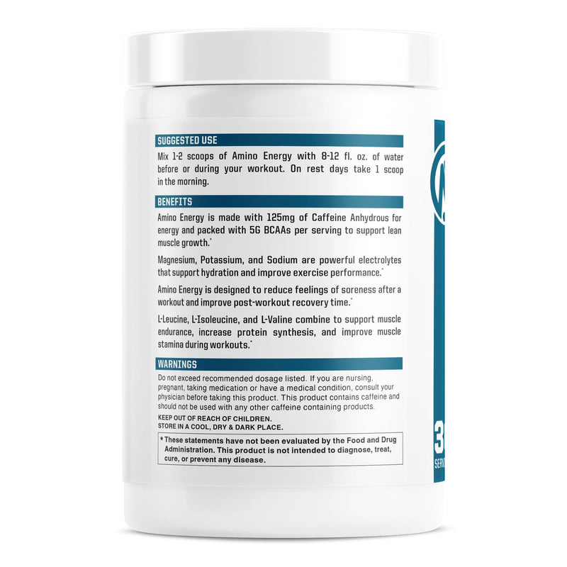 NutraOne Amino Energy BCAA Powder – Pre-Workout with Caffeine (Berry Lemonade, 30 Servings)