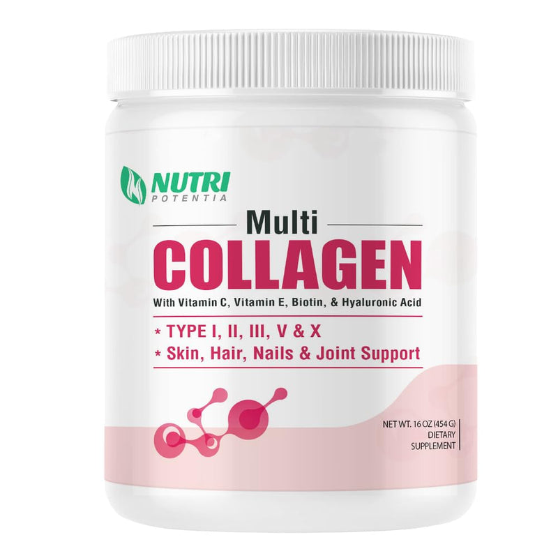 NUTRI POTENTIA Multi Collagen Peptides Powder – Unflavored, 45 Servings