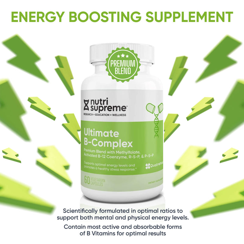 Nutri Supreme Ultimate B Complex with Methylfolate – Highly Absorbable B Vitamins | 60 Capsules