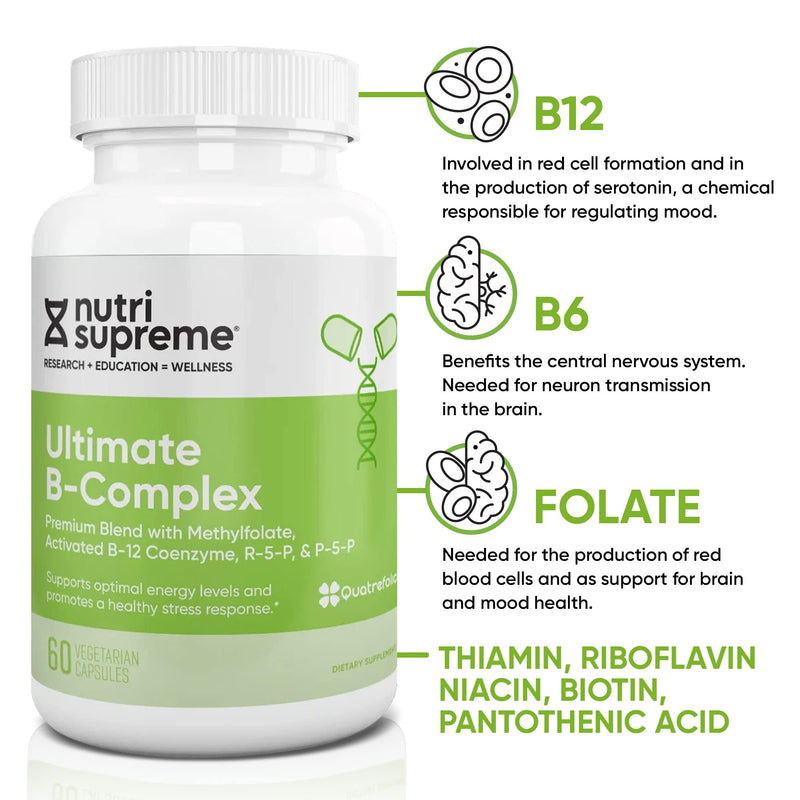 Nutri Supreme Ultimate B Complex - 120 Vegetarian Capsules, Kosher Certified