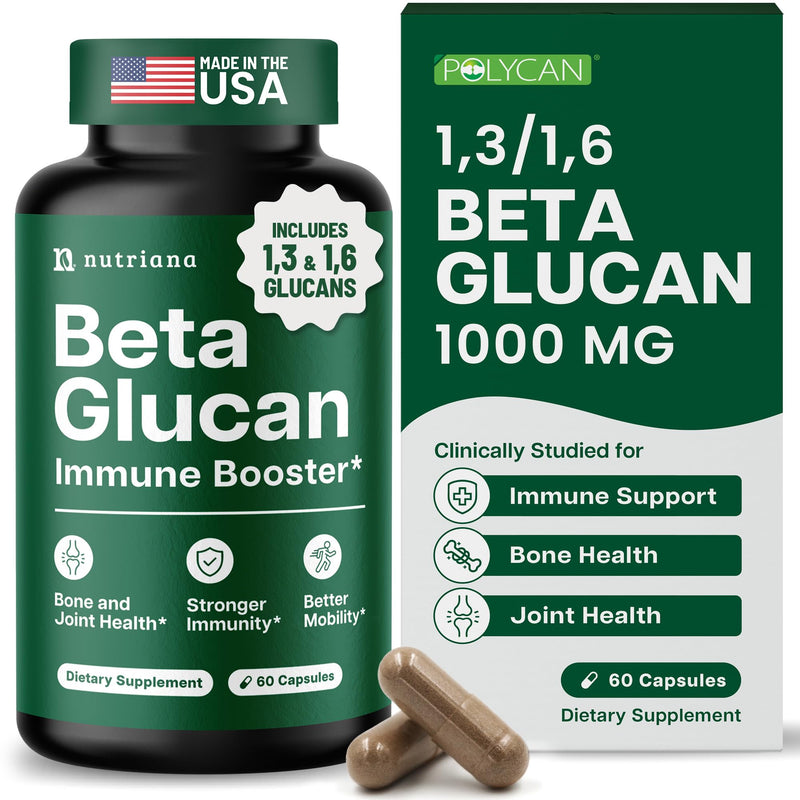 Nutriana Beta Glucan 1000mg – 60 Capsules | Immune Support, 1,3/1,6D Beta Glucan