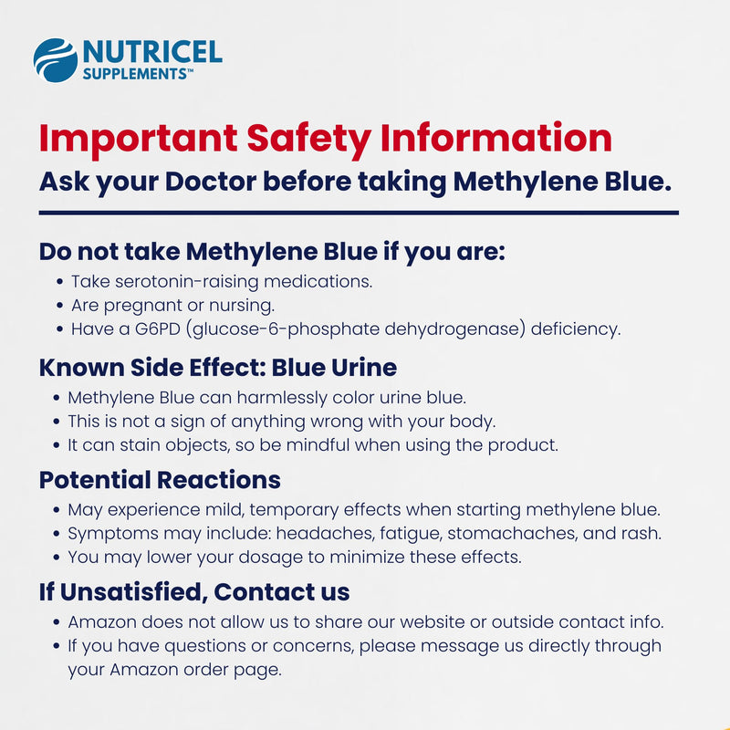 Nutricel GlyNAC Methylene Blue Capsules – 7mg USP, Glycine, NAC, Collagen & Creatine – Made in USA, 60ct