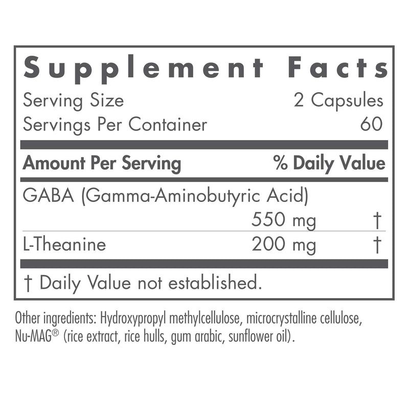 Nutricology ZenMind Supplement - Calmness Support, GABA & L-Theanine, Hypoallergenic, Vegetarian Capsules - 120 Count