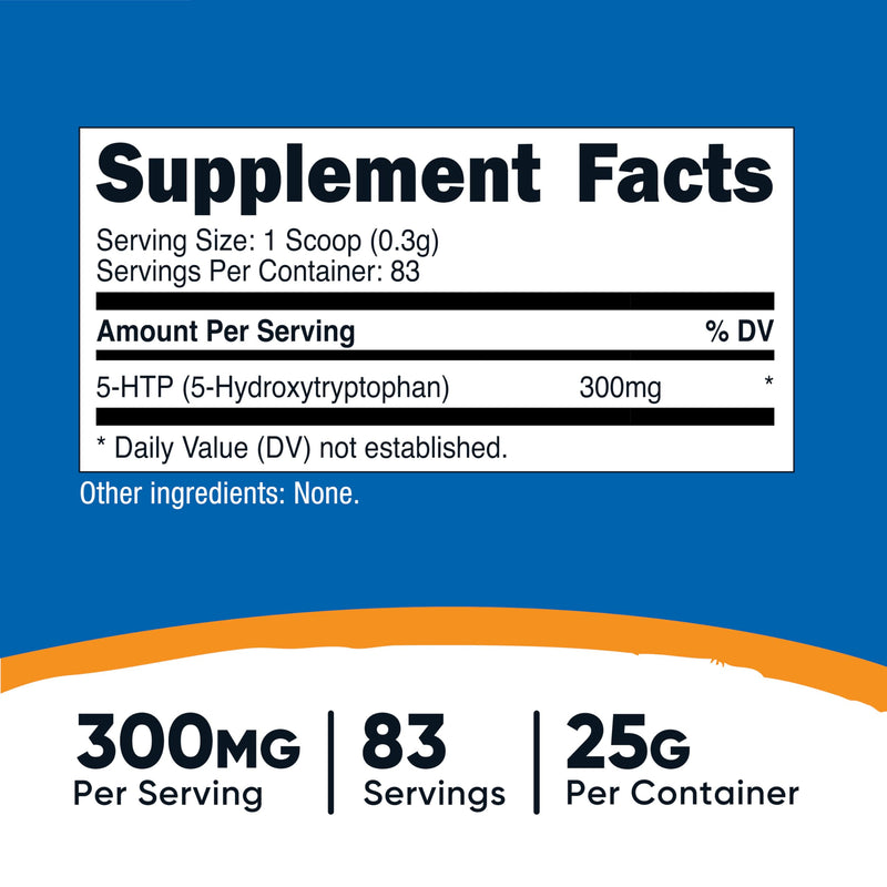 Nutricost 5-HTP Powder 25g | 300mg Per Serving | Gluten Free & Non-GMO | Pure 5-HTP
