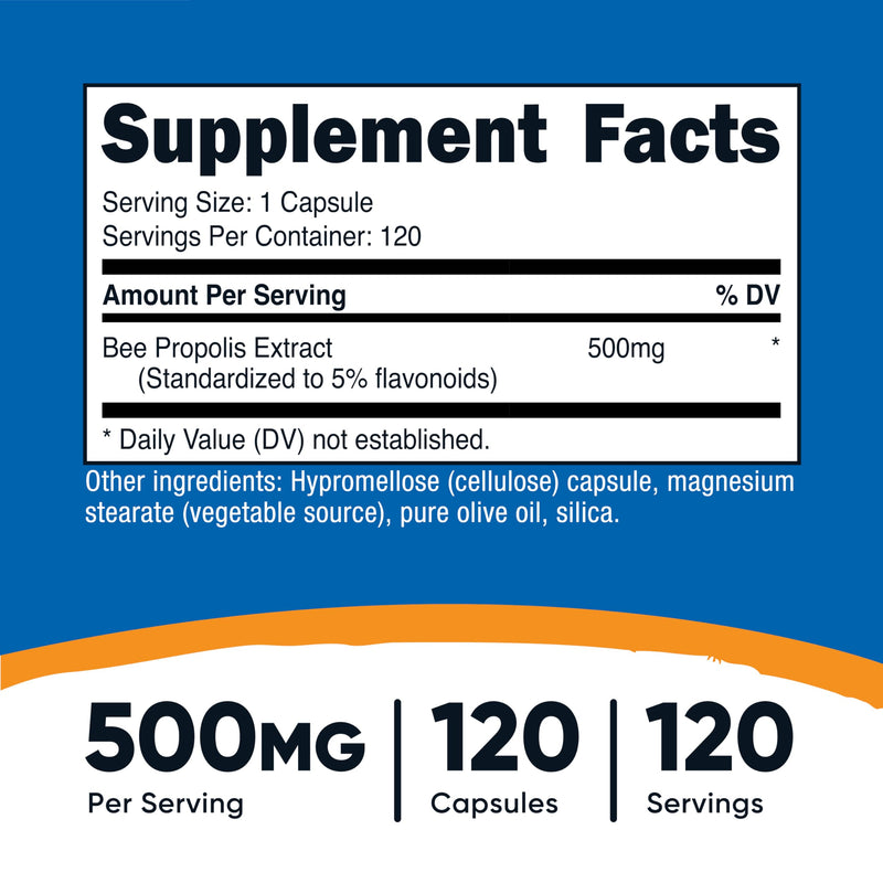 Nutricost Bee Propolis 500mg - 120 Capsules | 5% Flavonoids