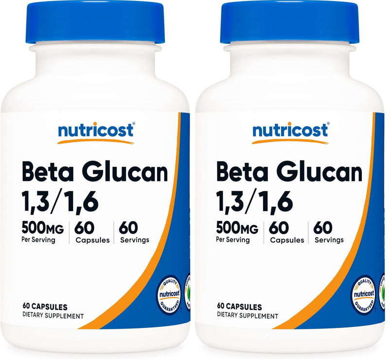Nutricost Beta Glucan 500mg 1,3/1,6 D-Glucan | 60 Vegetarian Capsules | Gluten Free & Non-GMO (Pack of 2)