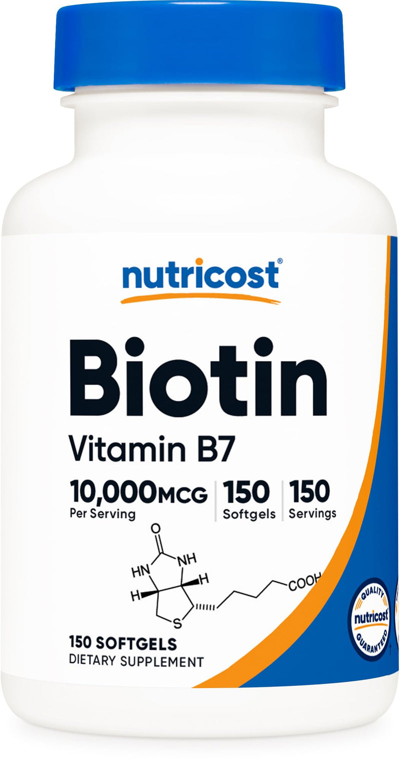 Nutricost Biotin 10,000 mcg - 150 Softgels - Gluten Free, Non-GMO