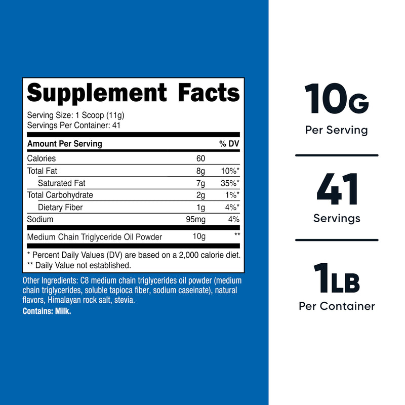 Nutricost C8 MCT Oil Powder 95% C8 – Vanilla (1LB) | Keto, Non-GMO, Gluten Free